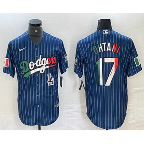 Men Los Angeles Dodgers 17 Shohei Ohtani Mexico Blue Pinstripe Cool Base Stitched Jersey Men Los Angeles Dodgers 17 Shohei Ohtani Mexico Blue Pinstripe Cool Base Stitched Jersey