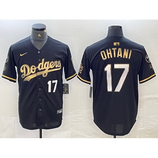 Men Los Angeles Dodgers 17 Shohei Ohtani Number Black Gold Stitched Cool Base Nike Jerseys Men Los Angeles Dodgers 17 Shohei Ohtani Number Black Gold Stitched Cool Base Nike Jerseys