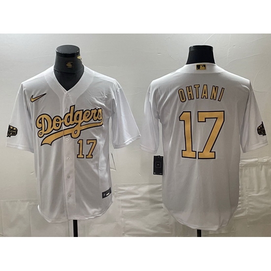 Men Los Angeles Dodgers 17 Shohei Ohtani Number White 2022 All Star Stitched Cool Base Nike Jerseys