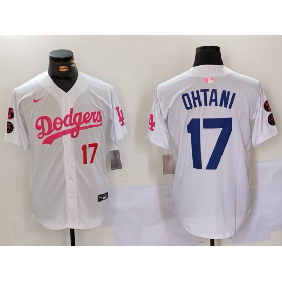 Men Los Angeles Dodgers 17 Shohei Ohtani White Pink Vin 26 Kobe Patch Stitched Baseball Jersey 5 Men Los Angeles Dodgers 17 Shohei Ohtani White Pink Vin 26 Kobe Patch Stitched Baseball Jersey 5