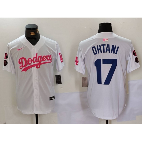 Men Los Angeles Dodgers 17 Shohei Ohtani White Pink Vin 26 Kobe Patch Stitched Baseball Jersey 8 Men Los Angeles Dodgers 17 Shohei Ohtani White Pink Vin 26 Kobe Patch Stitched Baseball Jersey 8