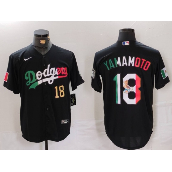 Men Los Angeles Dodgers 18 Yoshinobu Yamamoto Black Mexico Cool Base Stitched Baseball Jersey 1 Men Los Angeles Dodgers 18 Yoshinobu Yamamoto Black Mexico Cool Base Stitched Baseball Jersey 1