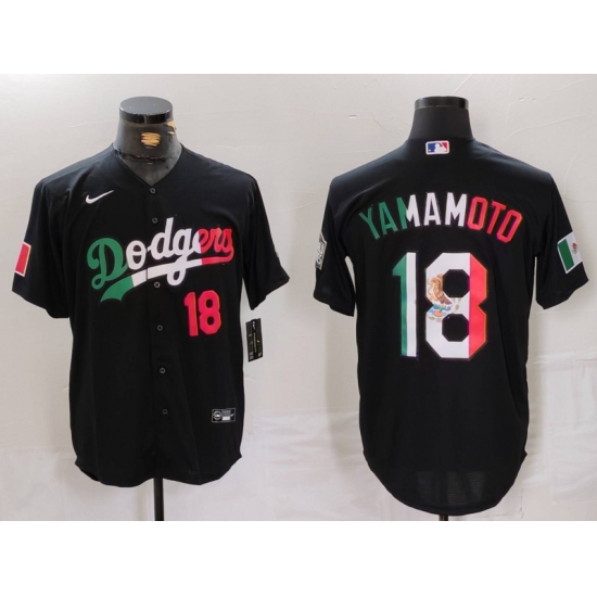 Men Los Angeles Dodgers 18 Yoshinobu Yamamoto Black Mexico Cool Base Stitched Baseball Jersey 3 Men Los Angeles Dodgers 18 Yoshinobu Yamamoto Black Mexico Cool Base Stitched Baseball Jersey 3