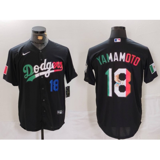 Men Los Angeles Dodgers 18 Yoshinobu Yamamoto Black Mexico Cool Base Stitched Baseball Jersey 5 Men Los Angeles Dodgers 18 Yoshinobu Yamamoto Black Mexico Cool Base Stitched Baseball Jersey 5