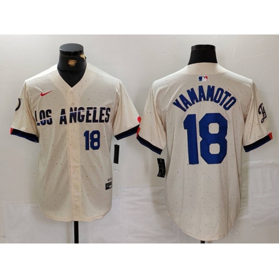 Men Los Angeles Dodgers 18 Yoshinobu Yamamoto Cream Stitched Baseball Jersey 1 Men Los Angeles Dodgers 18 Yoshinobu Yamamoto Cream Stitched Baseball Jersey 1