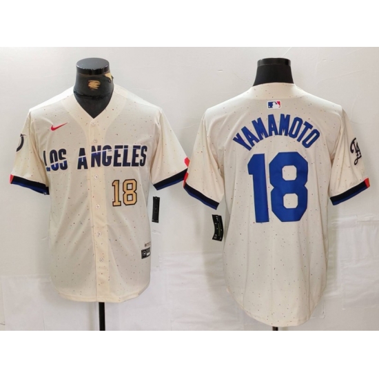 Men Los Angeles Dodgers 18 Yoshinobu Yamamoto Cream Stitched Baseball Jersey 2 Men Los Angeles Dodgers 18 Yoshinobu Yamamoto Cream Stitched Baseball Jersey 2