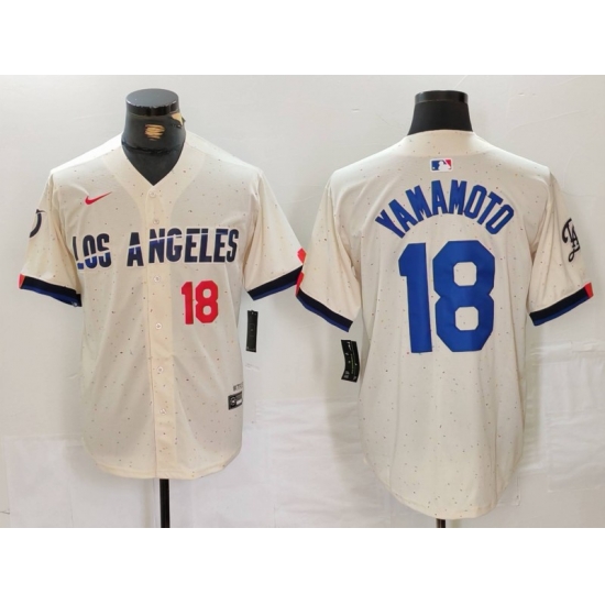 Men Los Angeles Dodgers 18 Yoshinobu Yamamoto Cream Stitched Baseball Jersey 3 Men Los Angeles Dodgers 18 Yoshinobu Yamamoto Cream Stitched Baseball Jersey 3