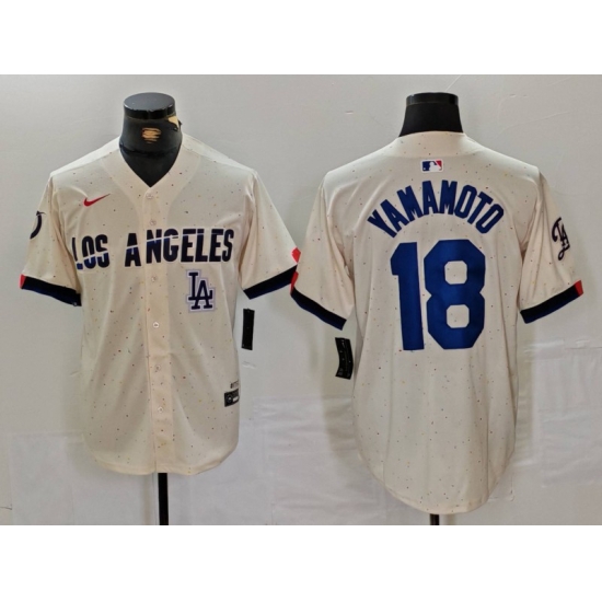 Men Los Angeles Dodgers 18 Yoshinobu Yamamoto Cream Stitched Baseball Jersey 4 Men Los Angeles Dodgers 18 Yoshinobu Yamamoto Cream Stitched Baseball Jersey 4