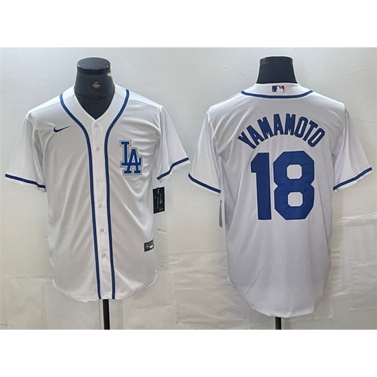 Men Los Angeles Dodgers 18 Yoshinobu Yamamoto White Cool Base Stitched Baseball Jersey Men Los Angeles Dodgers 18 Yoshinobu Yamamoto White Cool Base Stitched Baseball Jersey