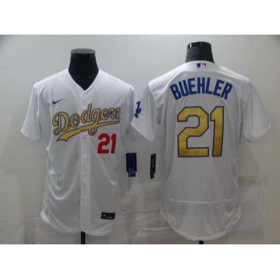 Men Los Angeles Dodgers 21 Walker Buehler 2020 White Gold Sttiched Nike MLB Jersey Men Los Angeles Dodgers 21 Walker Buehler 2020 White Gold Sttiched Nike MLB Jersey