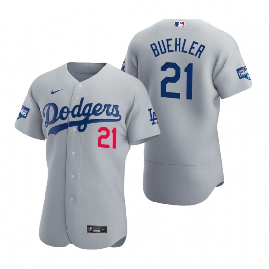 Men Los Angeles Dodgers 21 Walker Buehler Gray 2020 World Series Champions Flex Base Jersey Men Los Angeles Dodgers 21 Walker Buehler Gray 2020 World Series Champions Flex Base Jersey