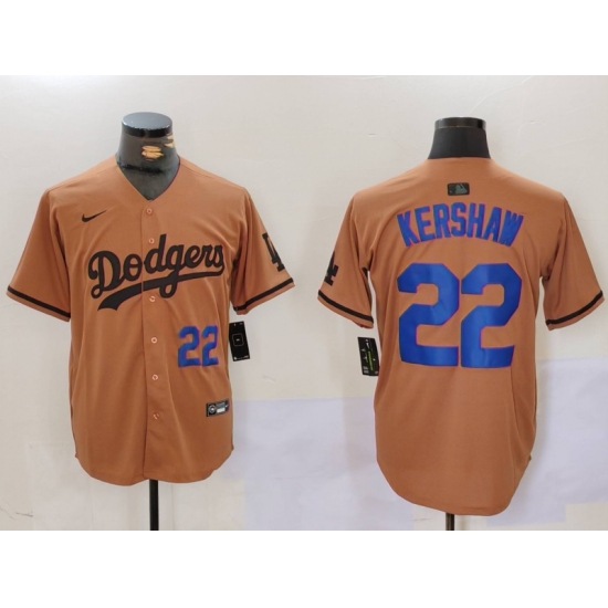 Men Los Angeles Dodgers 22 22 Clayton Kershaw Brown Cool Base Stitched Baseball Jersey 2 Men Los Angeles Dodgers 22 22 Clayton Kershaw Brown Cool Base Stitched Baseball Jersey 2