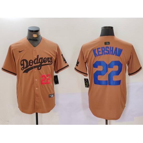 Men Los Angeles Dodgers 22 22 Clayton Kershaw Brown Cool Base Stitched Baseball Jersey 5 Men Los Angeles Dodgers 22 22 Clayton Kershaw Brown Cool Base Stitched Baseball Jersey 5