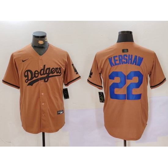 Men Los Angeles Dodgers 22 22 Clayton Kershaw Brown Cool Base Stitched Baseball Jersey 7 Men Los Angeles Dodgers 22 22 Clayton Kershaw Brown Cool Base Stitched Baseball Jersey 7