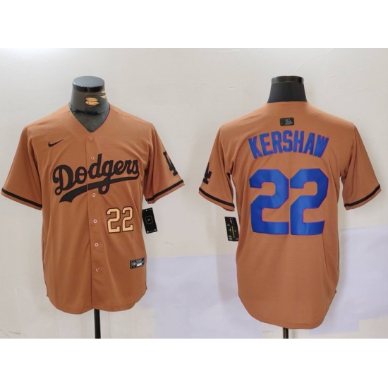 Men Los Angeles Dodgers 22 22 Clayton Kershaw Brown Cool Base Stitched Baseball Jersey Men Los Angeles Dodgers 22 22 Clayton Kershaw Brown Cool Base Stitched Baseball Jersey