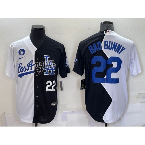 Men Los Angeles Dodgers 22 Bad Bunny 2022 All Star White Black Split Cool Base Stitched Baseball Jerseys Men Los Angeles Dodgers 22 Bad Bunny 2022 All Star White Black Split Cool Base Stitched Baseball Jerseys