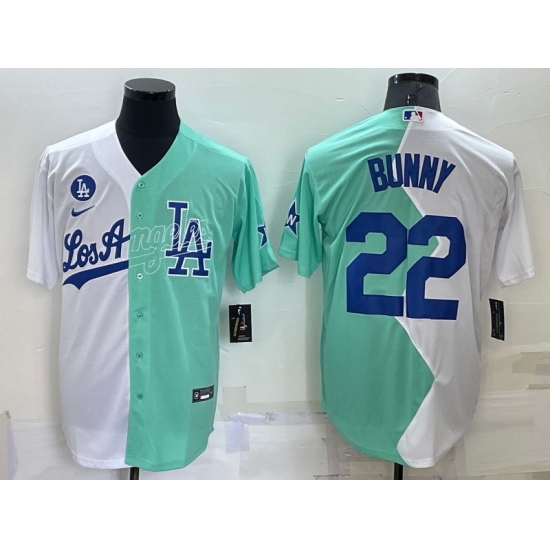 Men Los Angeles Dodgers 22 Bad Bunny 2022 All Star White Green Cool Base Stitched Baseball Jerseyss Men Los Angeles Dodgers 22 Bad Bunny 2022 All Star White Green Cool Base Stitched Baseball Jerseyss