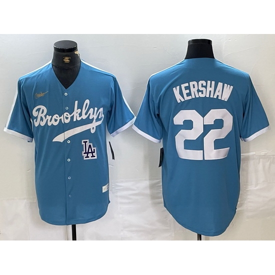 Men Los Angeles Dodgers 22 Clayton Kershaw Light Blue Throwback Cool Base Stitched Baseball Jerseys Men Los Angeles Dodgers 22 Clayton Kershaw Light Blue Throwback Cool Base Stitched Baseball Jerseys