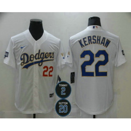 Men Los Angeles Dodgers 22 Clayton Kershaw Red Number White Gold 2 20 Patch Stitched MLB Cool Base Nike Jersey Men Los Angeles Dodgers 22 Clayton Kershaw Red Number White Gold 2 20 Patch Stitched MLB Cool Base Nike Jersey