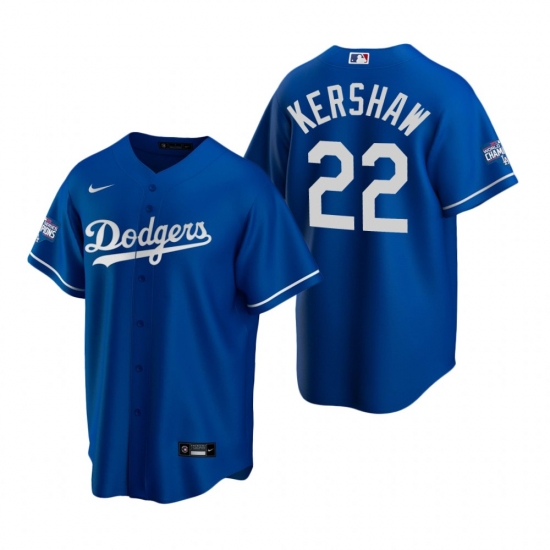Men Los Angeles Dodgers 22 Clayton Kershaw Royal 2020 World Series Champions Replica Jersey Men Los Angeles Dodgers 22 Clayton Kershaw Royal 2020 World Series Champions Replica Jersey