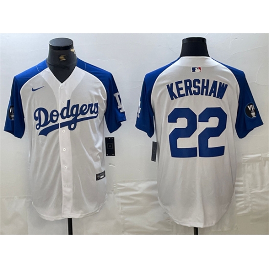 Men Los Angeles Dodgers 22 Clayton Kershaw White Blue Vin Patch Cool Base Stitched Baseball Jersey Men Los Angeles Dodgers 22 Clayton Kershaw White Blue Vin Patch Cool Base Stitched Baseball Jersey