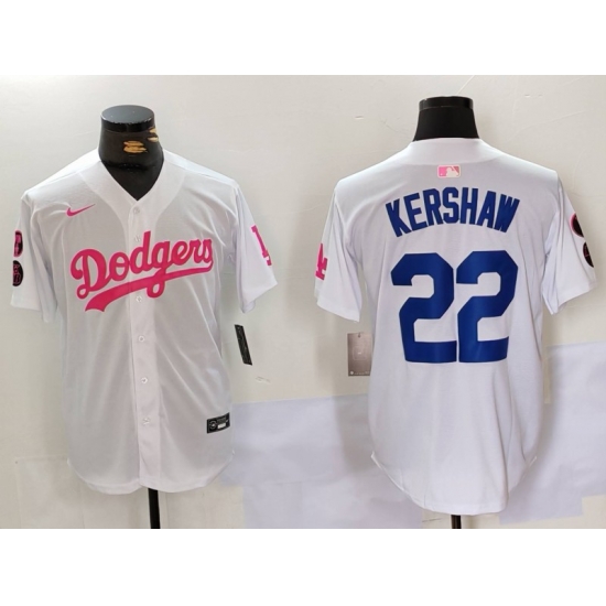 Men Los Angeles Dodgers 22 Clayton Kershaw White Pink Vin 26 Kobe Patch Stitched Baseball Jersey 11 Men Los Angeles Dodgers 22 Clayton Kershaw White Pink Vin 26 Kobe Patch Stitched Baseball Jersey 11