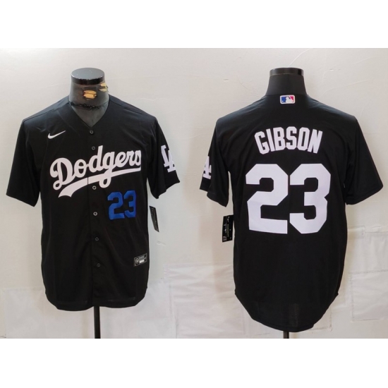 Men Los Angeles Dodgers 23 Kirk Gibson Black Cool Base Stitched Baseball Jersey 2 Men Los Angeles Dodgers 23 Kirk Gibson Black Cool Base Stitched Baseball Jersey 2