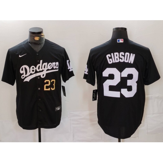 Men Los Angeles Dodgers 23 Kirk Gibson Black Cool Base Stitched Baseball Jersey 5 Men Los Angeles Dodgers 23 Kirk Gibson Black Cool Base Stitched Baseball Jersey 5