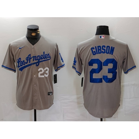 Men Los Angeles Dodgers 23 Kirk Gibson Grey Cool Base Stitched Baseball Jersey 1 Men Los Angeles Dodgers 23 Kirk Gibson Grey Cool Base Stitched Baseball Jersey 1