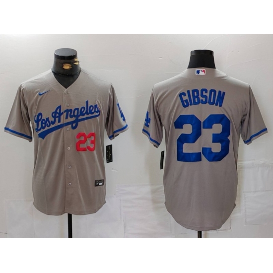 Men Los Angeles Dodgers 23 Kirk Gibson Grey Cool Base Stitched Baseball Jersey 5 Men Los Angeles Dodgers 23 Kirk Gibson Grey Cool Base Stitched Baseball Jersey 5