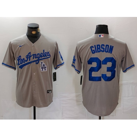 Men Los Angeles Dodgers 23 Kirk Gibson Grey Cool Base Stitched Baseball Jersey 6 Men Los Angeles Dodgers 23 Kirk Gibson Grey Cool Base Stitched Baseball Jersey 6