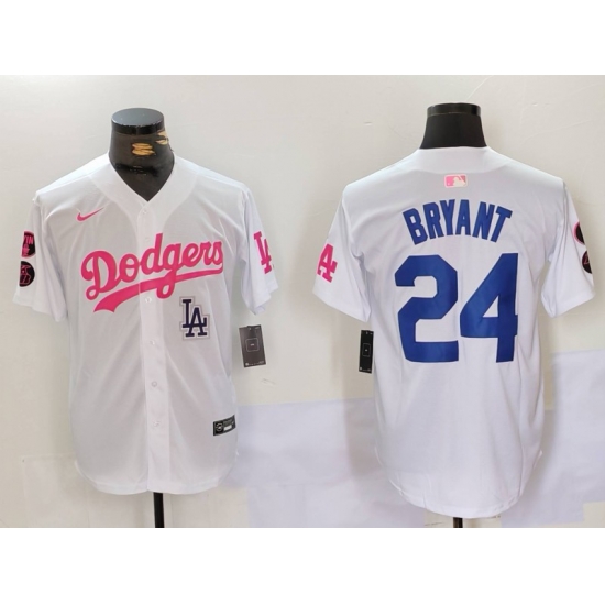 Men Los Angeles Dodgers 24 Kobe Bryant White Pink Vin 26 Kobe Patch Stitched Baseball Jersey 5 Men Los Angeles Dodgers 24 Kobe Bryant White Pink Vin 26 Kobe Patch Stitched Baseball Jersey 5