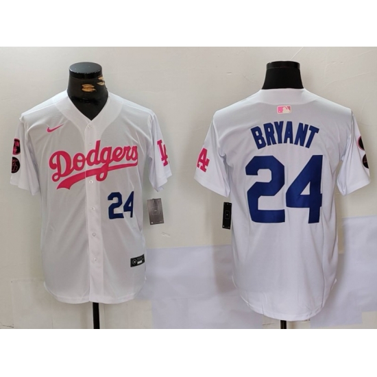 Men Los Angeles Dodgers 24 Kobe Bryant White Pink Vin 26 Kobe Patch Stitched Baseball Jersey 9 Men Los Angeles Dodgers 24 Kobe Bryant White Pink Vin 26 Kobe Patch Stitched Baseball Jersey 9