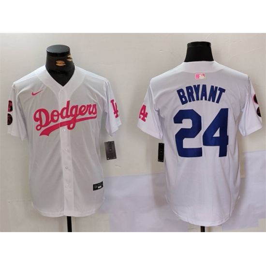 Men Los Angeles Dodgers 24 Kobe Bryant White Pink Vin 26 Kobe Patch Stitched Baseball Jersey Men Los Angeles Dodgers 24 Kobe Bryant White Pink Vin 26 Kobe Patch Stitched Baseball Jersey