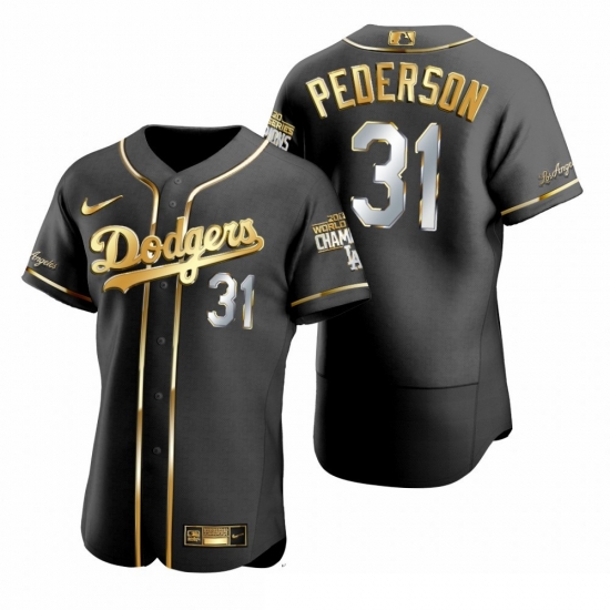 Men Los Angeles Dodgers 31 Joc Pederson Black 2020 World Series Champions Gold Edition Jersey Men Los Angeles Dodgers 31 Joc Pederson Black 2020 World Series Champions Gold Edition Jersey