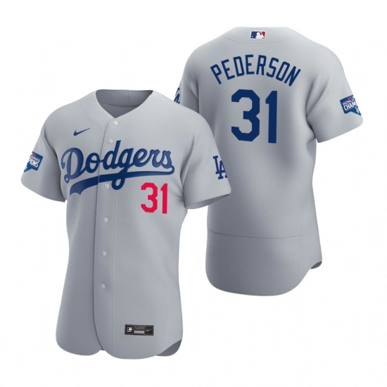Men Los Angeles Dodgers 31 Joc Pederson Gray 2020 World Series Champions Flex Base Jersey Men Los Angeles Dodgers 31 Joc Pederson Gray 2020 World Series Champions Flex Base Jersey