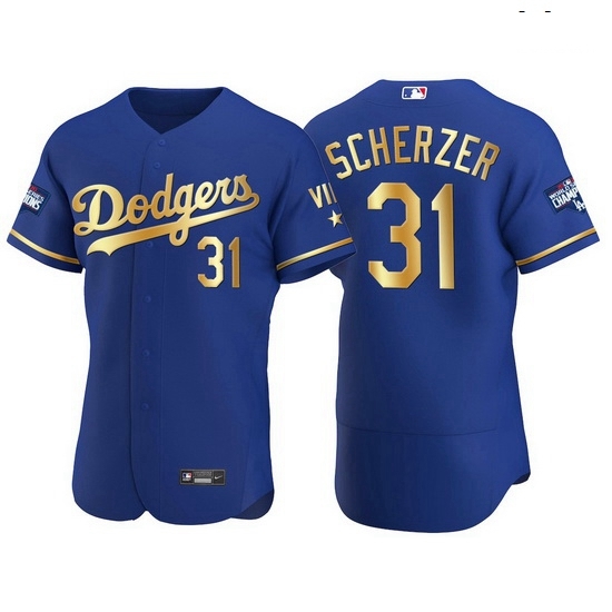 Men Los Angeles Dodgers 31 Max Scherzer Men Nike Authentic 2021 Gold Program World Series Champions MLB Jersey Royal Men Los Angeles Dodgers 31 Max Scherzer Men Nike Authentic 2021 Gold Program World Series Champions MLB Jersey Royal