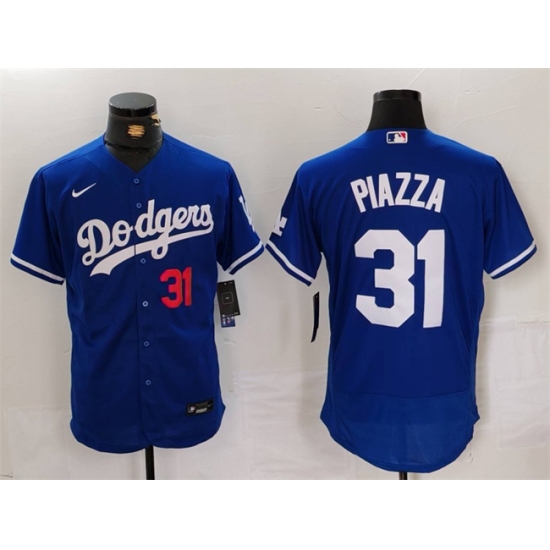 Men Los Angeles Dodgers 31 Mike Piazza Blue Flex Base Stitched Baseball Jersey Men Los Angeles Dodgers 31 Mike Piazza Blue Flex Base Stitched Baseball Jersey