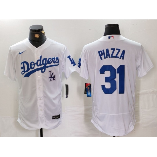 Men Los Angeles Dodgers 31 Mike Piazza White Flex Base Stitched Baseball Jersey 2 Men Los Angeles Dodgers 31 Mike Piazza White Flex Base Stitched Baseball Jersey 2