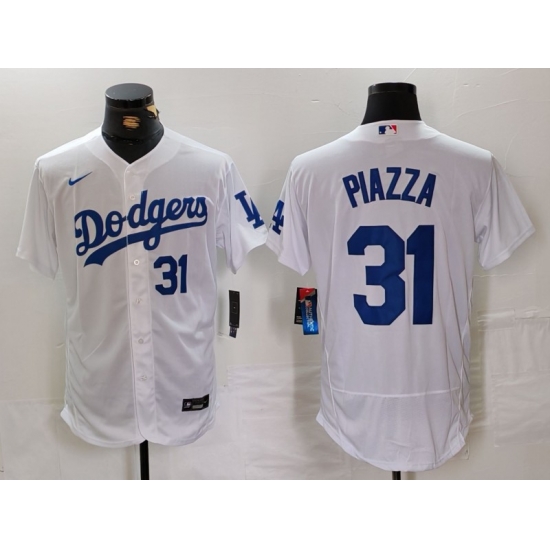 Men Los Angeles Dodgers 31 Mike Piazza White Flex Base Stitched Baseball Jersey 4 Men Los Angeles Dodgers 31 Mike Piazza White Flex Base Stitched Baseball Jersey 4