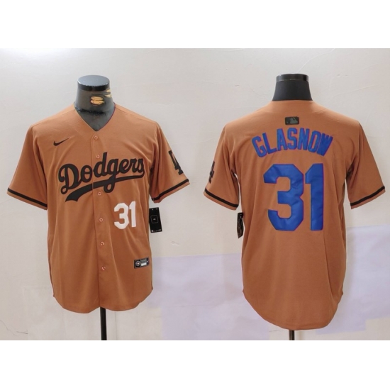 Men Los Angeles Dodgers 31 Tyler Glasnow Brown Cool Base Stitched Baseball Jersey 5 Men Los Angeles Dodgers 31 Tyler Glasnow Brown Cool Base Stitched Baseball Jersey 5