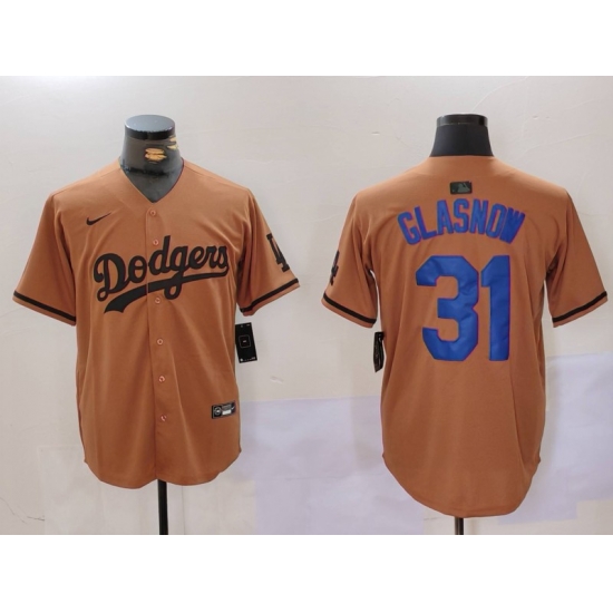 Men Los Angeles Dodgers 31 Tyler Glasnow Brown Cool Base Stitched Baseball Jersey 6 Men Los Angeles Dodgers 31 Tyler Glasnow Brown Cool Base Stitched Baseball Jersey 6
