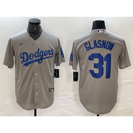 Men Los Angeles Dodgers 31 Tyler Glasnow Grey Cool Base Stitched Baseball Jersey S Men Los Angeles Dodgers 31 Tyler Glasnow Grey Cool Base Stitched Baseball Jersey S