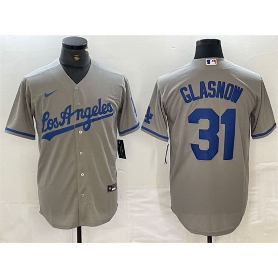 Men Los Angeles Dodgers 31 Tyler Glasnow Grey Cool Base Stitched Baseball Jersey Men Los Angeles Dodgers 31 Tyler Glasnow Grey Cool Base Stitched Baseball Jersey