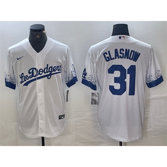 Men Los Angeles Dodgers 31 Tyler Glasnow White City Connect Cool Base Stitched Baseball Jersey Men Los Angeles Dodgers 31 Tyler Glasnow White City Connect Cool Base Stitched Baseball Jersey