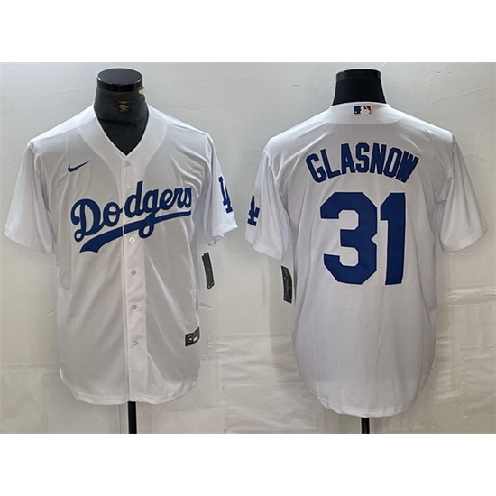 Men Los Angeles Dodgers 31 Tyler Glasnow White Cool Base Stitched Baseball Jersey Men Los Angeles Dodgers 31 Tyler Glasnow White Cool Base Stitched Baseball Jersey
