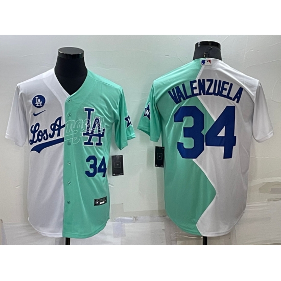 Men Los Angeles Dodgers 34 Fernando Valenzuela 2022 All Star White Green Cool Base Stitched Baseball Jersey Men Los Angeles Dodgers 34 Fernando Valenzuela 2022 All Star White Green Cool Base Stitched Baseball Jersey