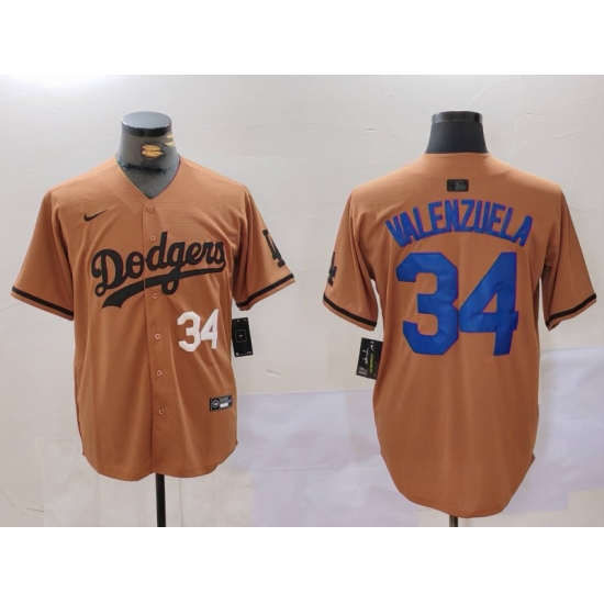 Men Los Angeles Dodgers 34 Fernando Valenzuela Brown Cool Base Stitched Baseball Jersey 5 Men Los Angeles Dodgers 34 Fernando Valenzuela Brown Cool Base Stitched Baseball Jersey 5