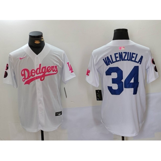 Men Los Angeles Dodgers 34 Fernando Valenzuela White Pink Vin 26 Kobe Patch Stitched Baseball Jersey 7 Men Los Angeles Dodgers 34 Fernando Valenzuela White Pink Vin 26 Kobe Patch Stitched Baseball Jersey 7