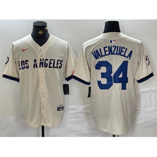 Men Los Angeles Dodgers 34 Toro Valenzuela Cream Stitched Baseball Jersey Men Los Angeles Dodgers 34 Toro Valenzuela Cream Stitched Baseball Jersey